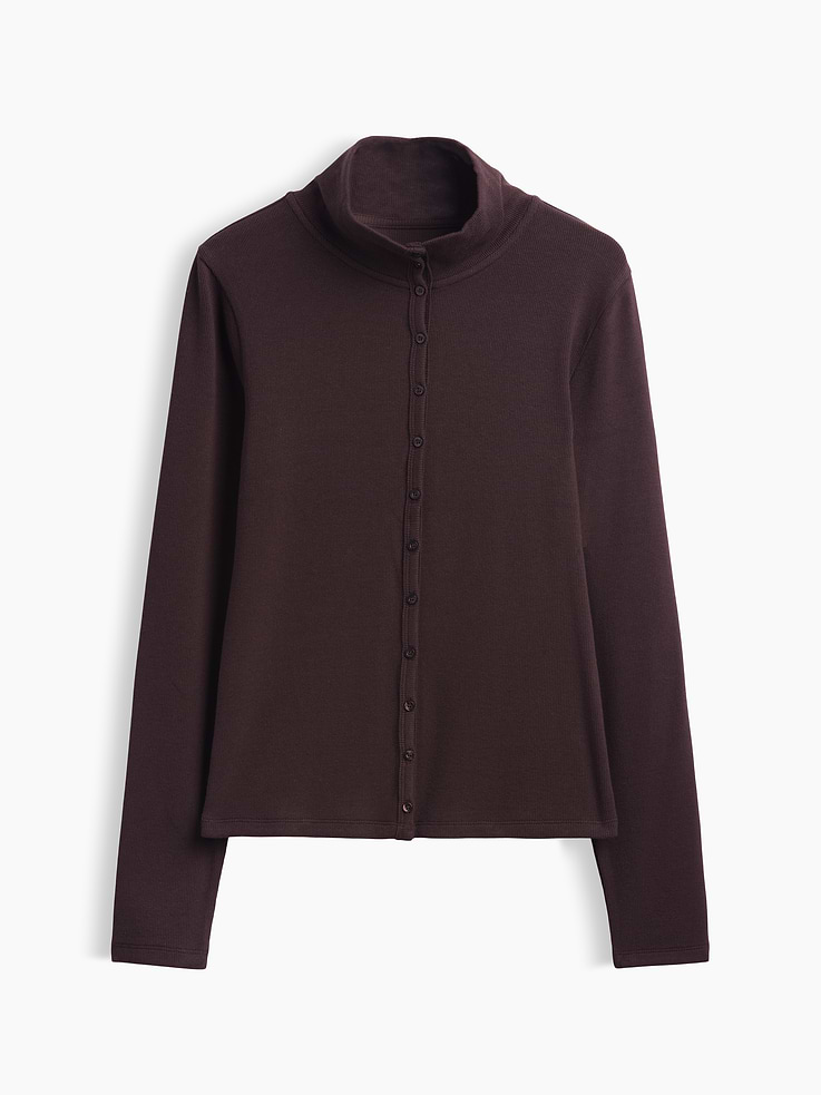 Image 5 of 5, Modern Rib Mockneck Cardigan