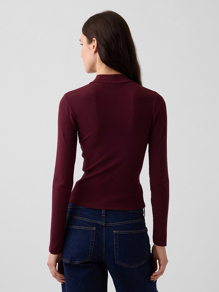 Image 3 of 5, Modern Rib Mockneck T-Shirt
