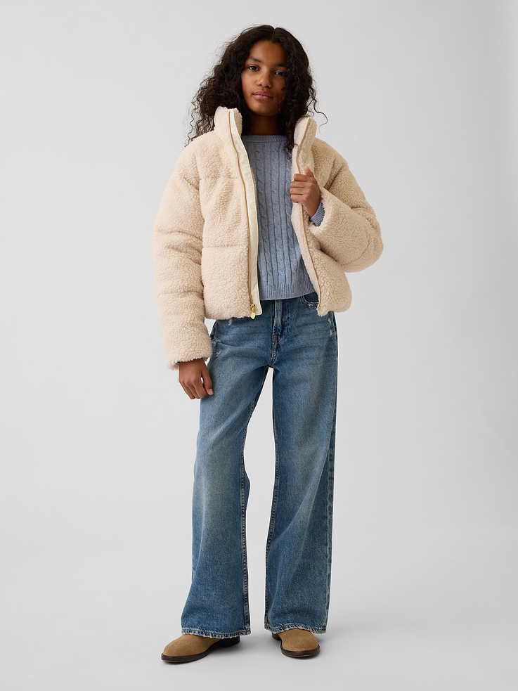 Image 4 of 5, Kids Recycled Mockneck Puffer Jacket