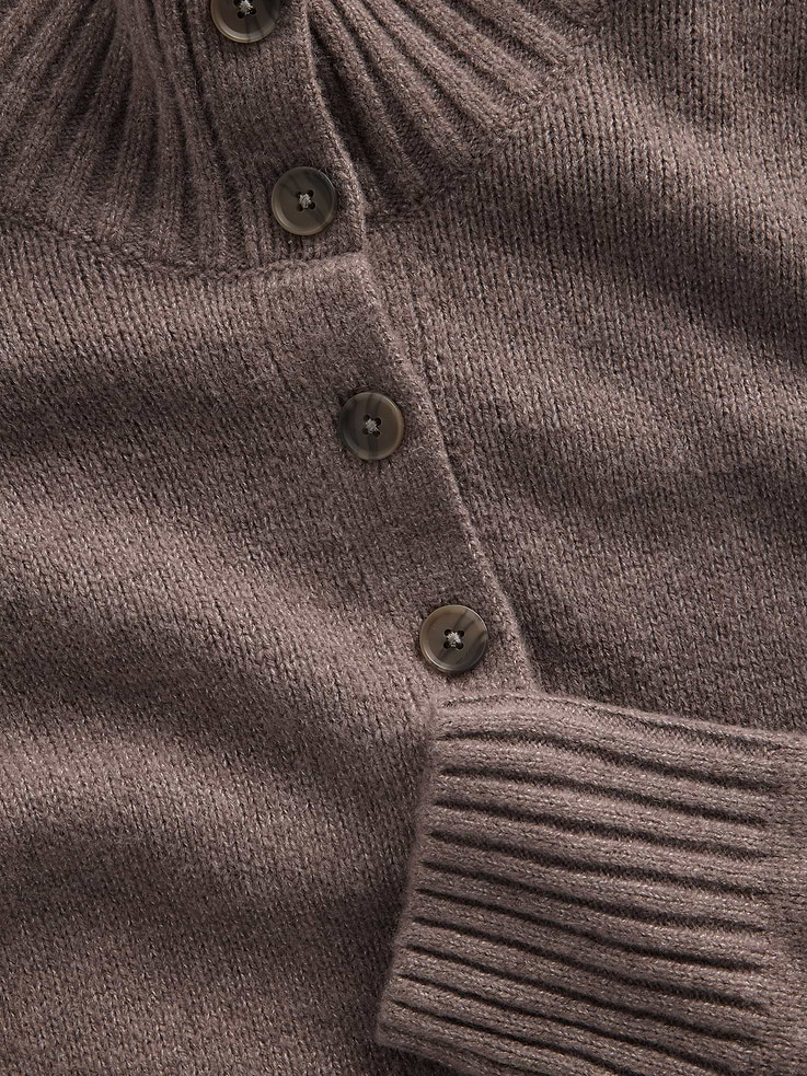 Image 4 of 5, CashSoft Mockneck Cardigan Sweater