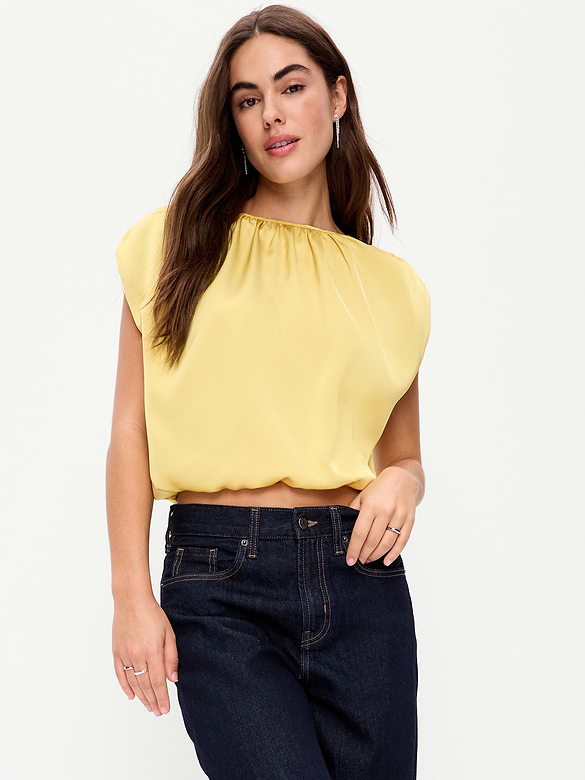 Boatneck Drapey Bubble-Hem Top