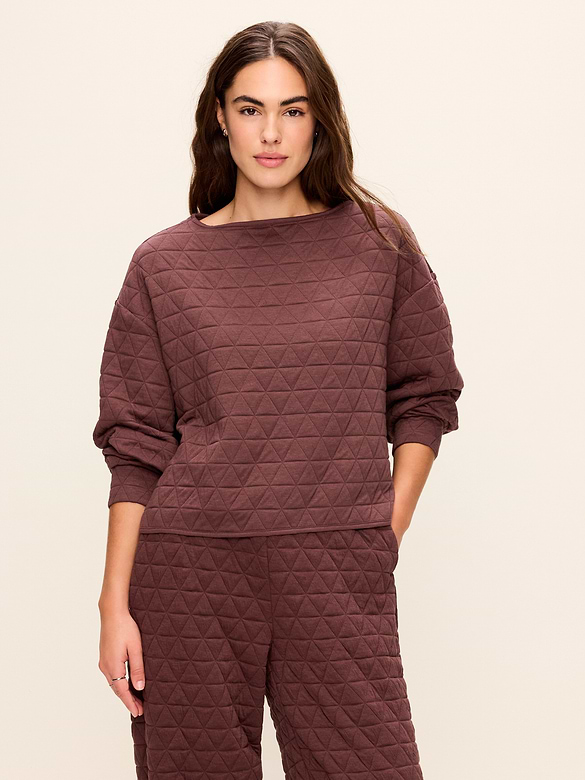 Quilted Bounce Fleece Boatneck Sweatshirt