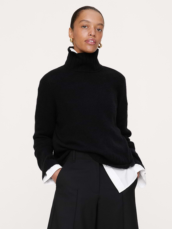 Cashmere Funnel-Neck Sweater