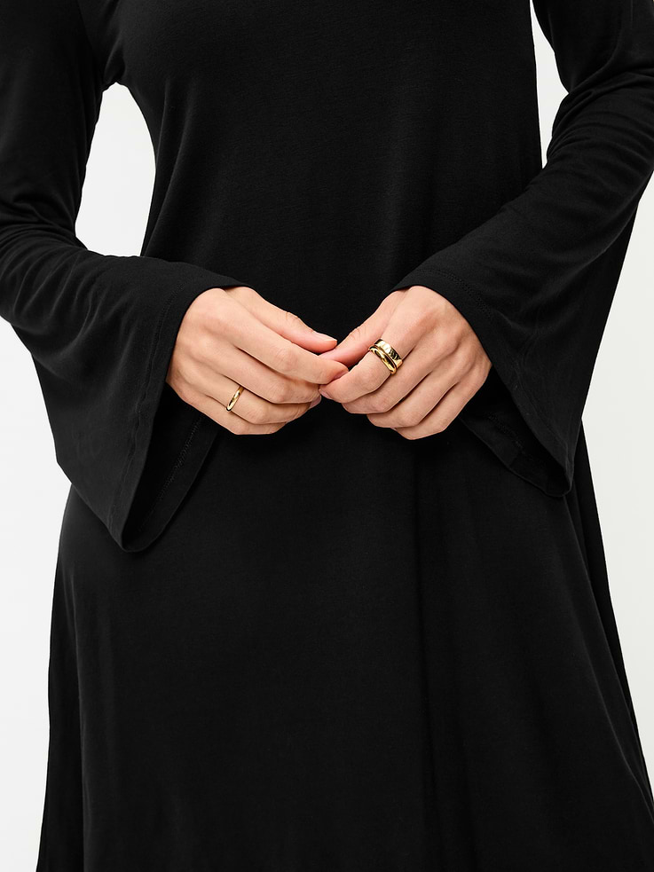 Image 5 of 9, High-Neck Jersey Mini Swing Dress