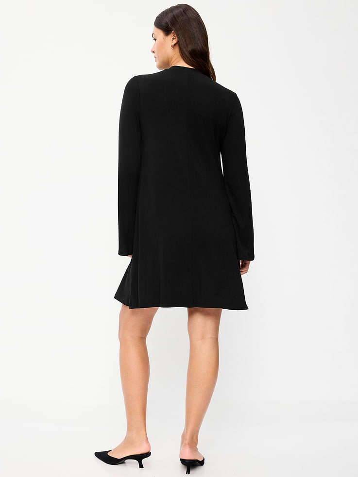 Image 7 of 9, High-Neck Jersey Mini Swing Dress