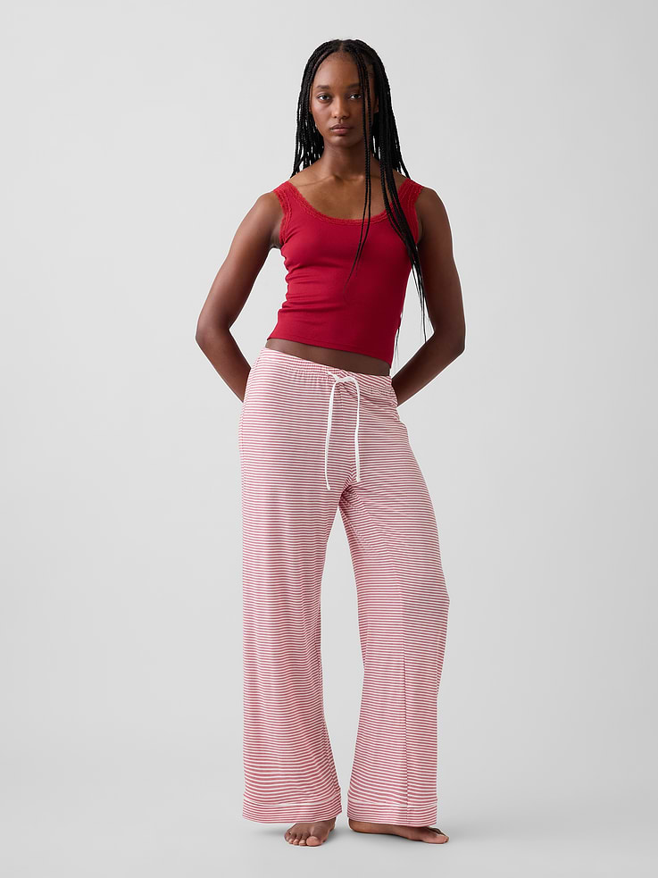 Image 2 of 5, Mini Rib Lace-Trim PJ Tank Top