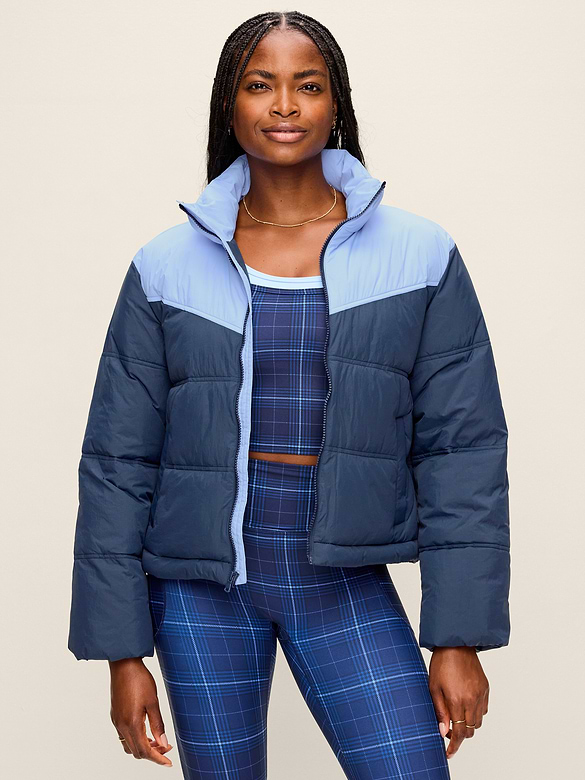 Water-Resistant Color-Block Puffer Jacket