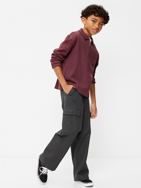 Collared Ribbed Quarter-Zip Sweater for Boys