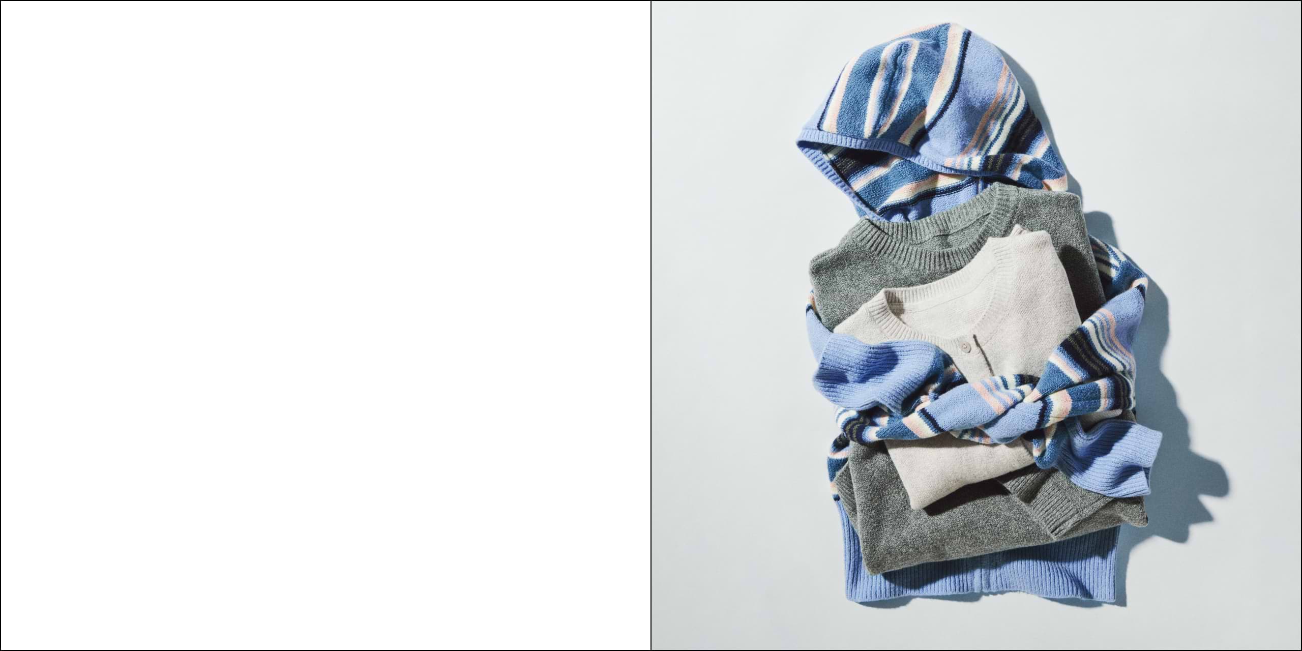 two pictures of a sweater and a jacket on a white background