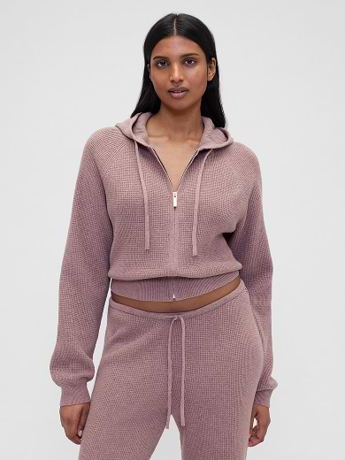 CashSoft Waffle Crop Hoodie