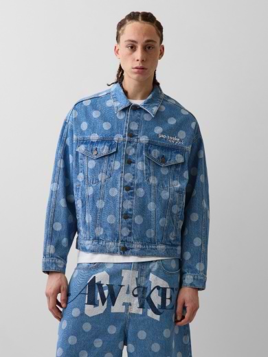 Oversized Dotted
 Icon Denim Jacket