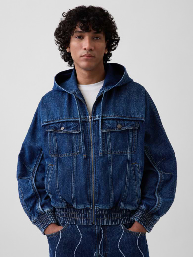 Denim Zip Hoodie