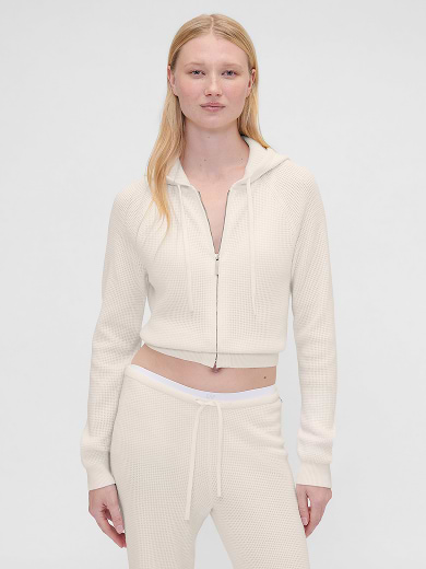 CashSoft Waffle Crop Hoodie