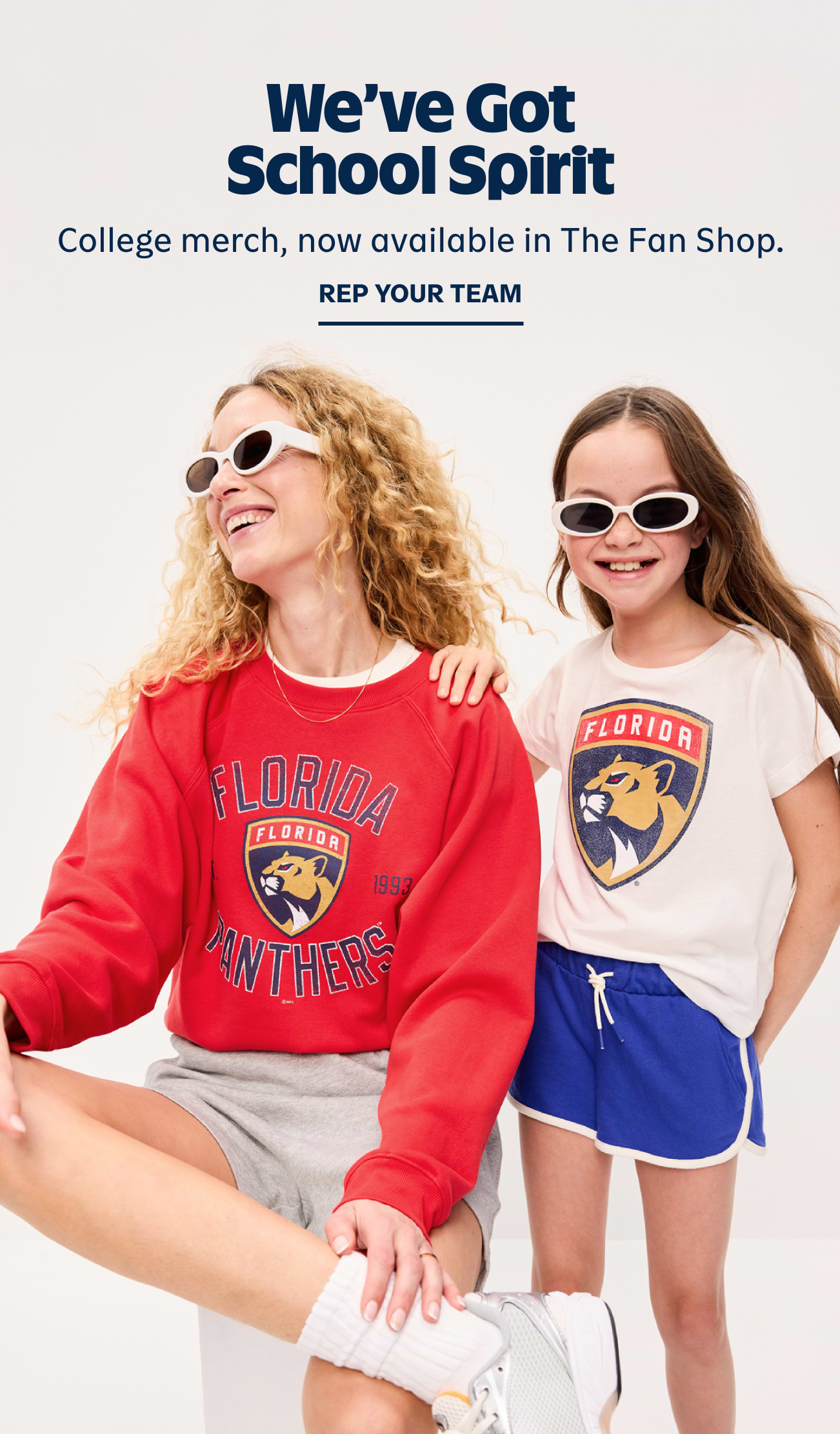 We've got school spirit. College merch, now available in The Fan Shop. Rep your team. 