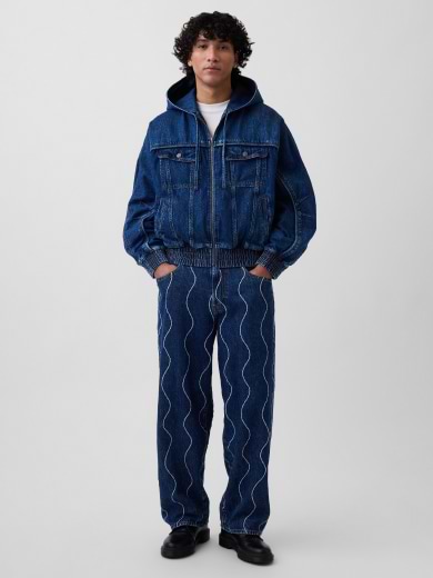 Embroidered Baggy Jeans