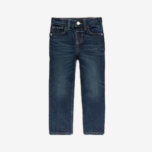 Dark blue straight‑leg denim jeans for kids.