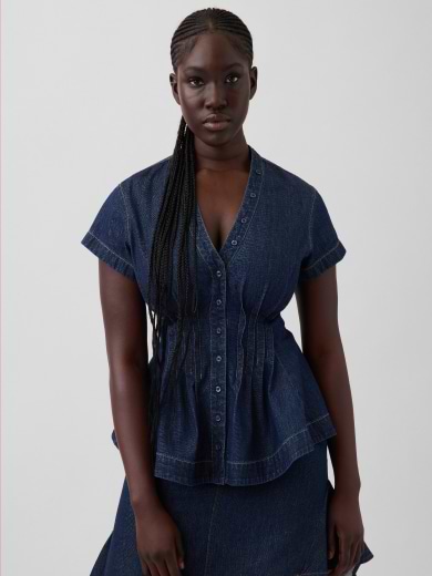 Denim Peplum Shirt