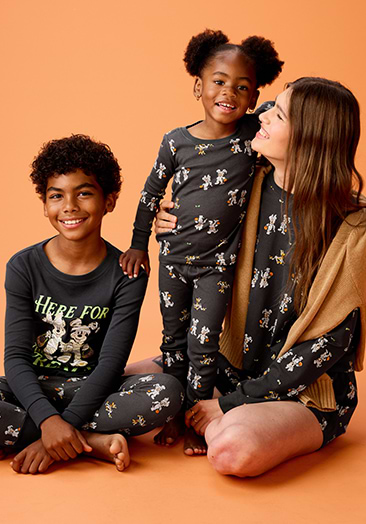 Image of models wearing the Old Navy x Disney Haunted Harvest collection.