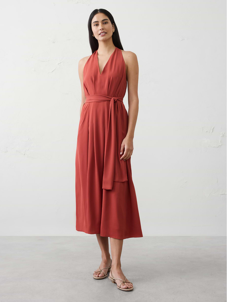 Woman in red dress.whit