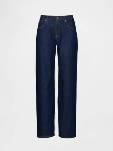 a pair of jeans that are dark blue