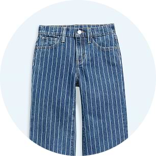 Image of blue pinstripe jeans.