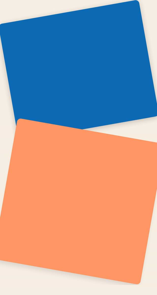a tan background with blue and orange rectangles overlayed