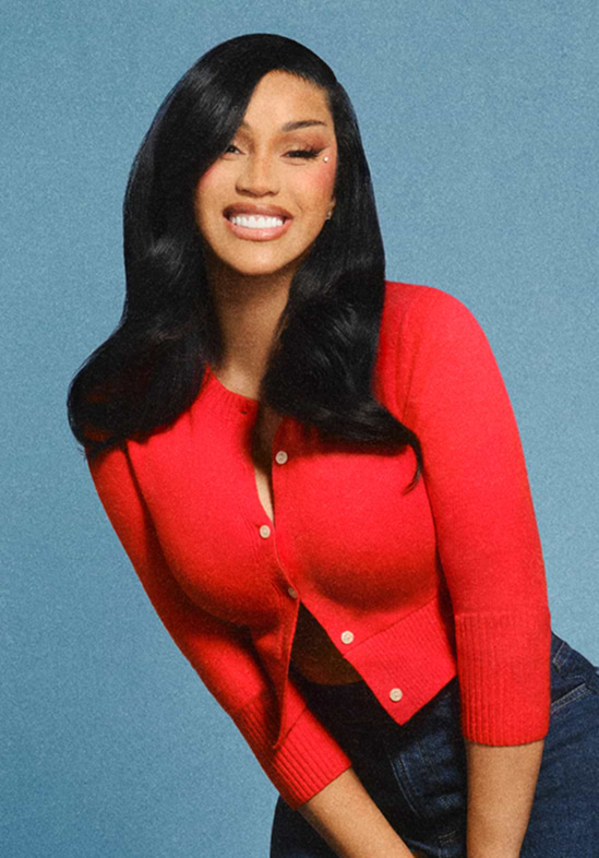 Image of Cardi B wearing Old Navy SoSoft cardigan.