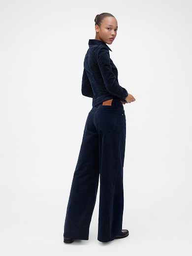 Low Rise Corduroy
 Wide-Leg Pants