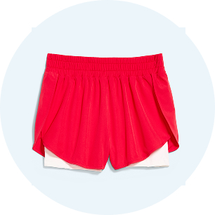 Red activewear shorts.