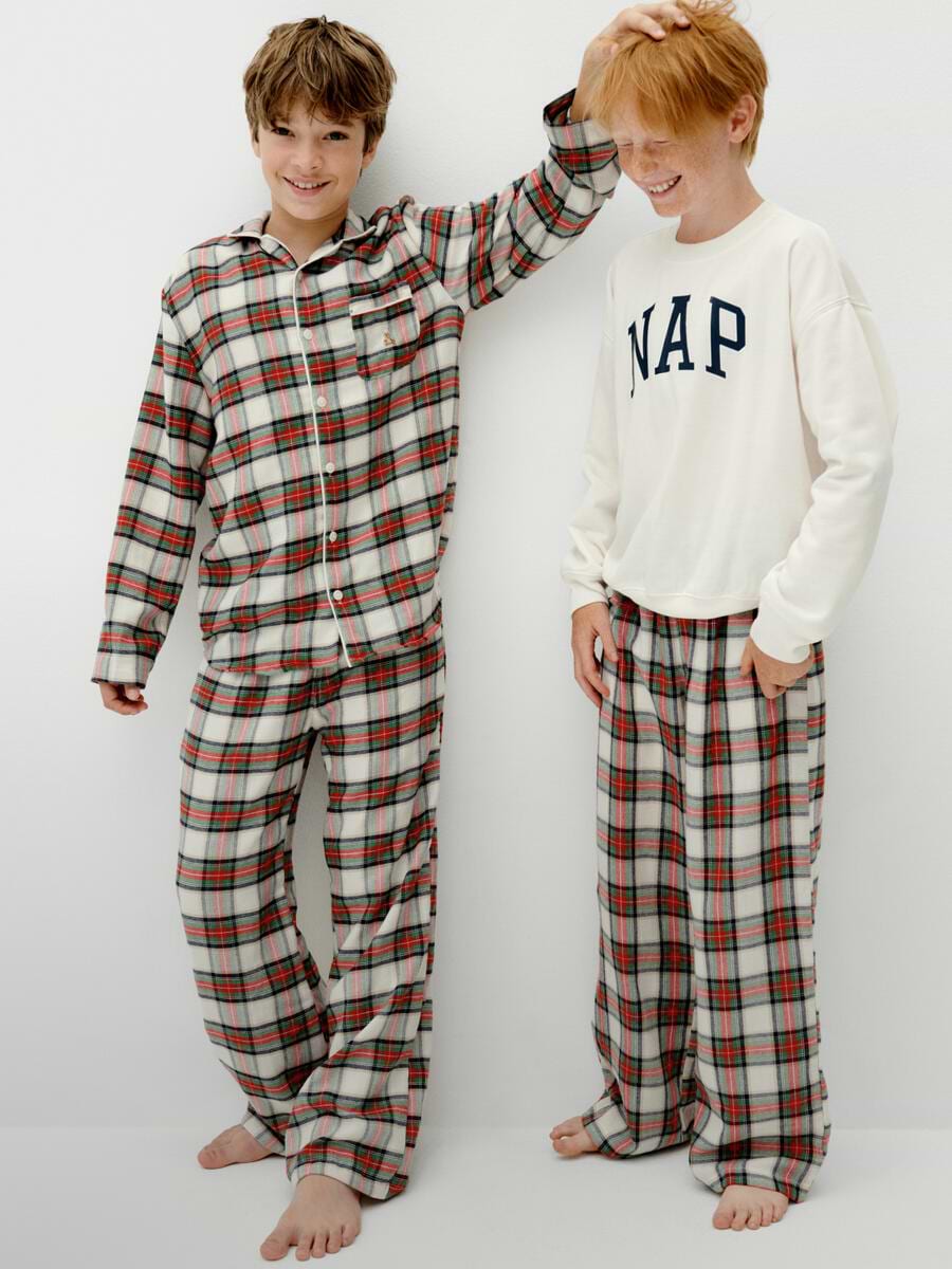 Red & Cream Tartan matching family pajamas