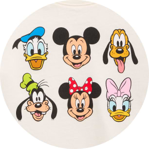 Six Disney character faces in two rows: top row—Donald Duck, Mickey Mouse, Pluto; bottom row—Goofy, Minnie Mouse, Daisy Duck.