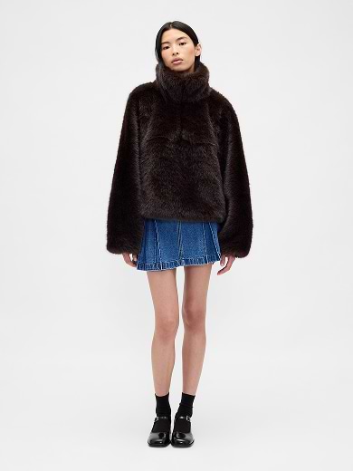 Vegan Fur Half-Zip 
Pullover alt