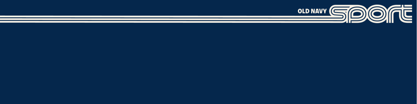 a blue and white striped background with a logo on it