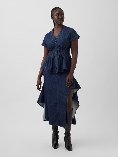 Denim Peplum Shirt alt