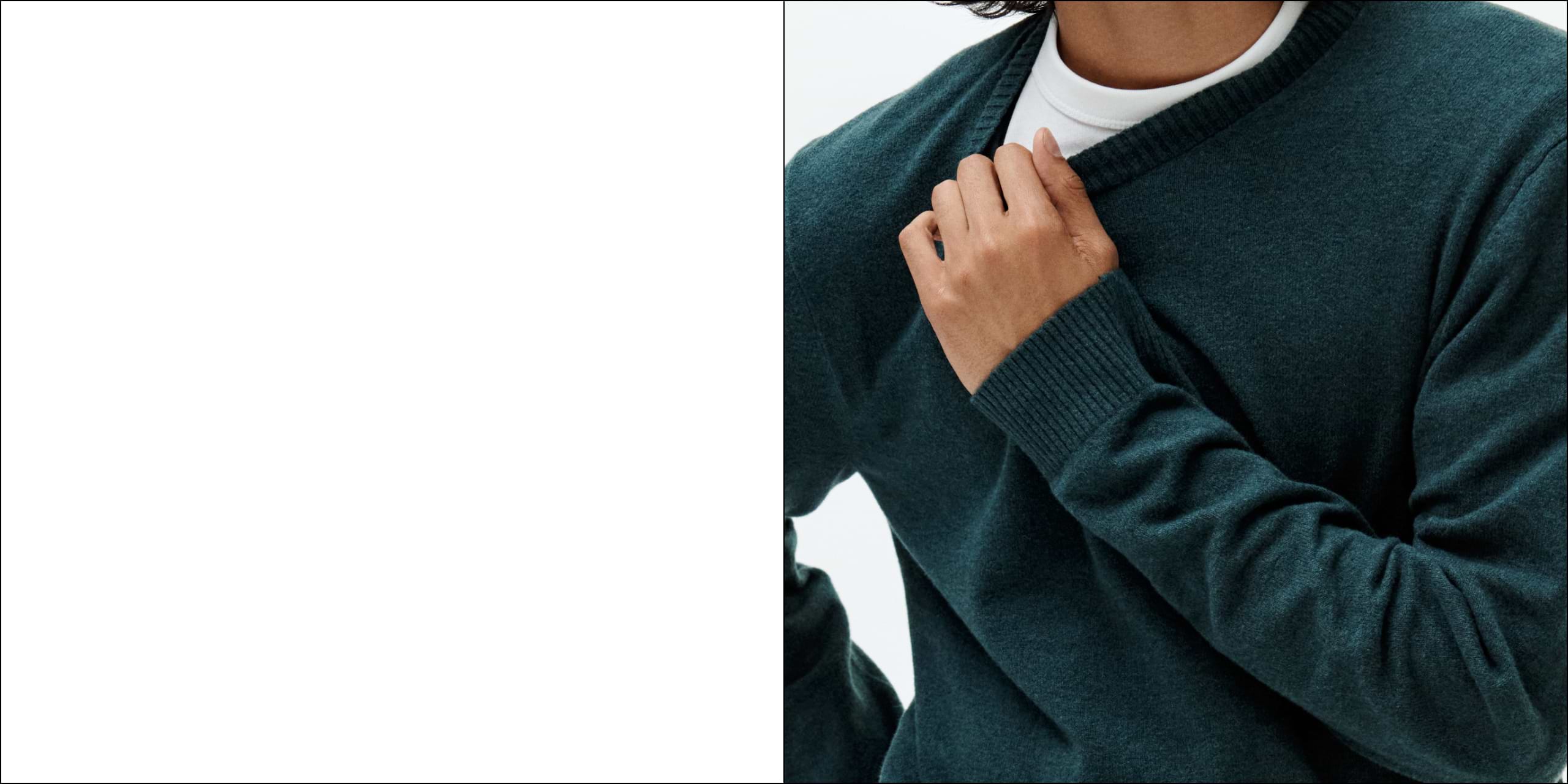 a picture of a sweater and a blanket are shown side by side