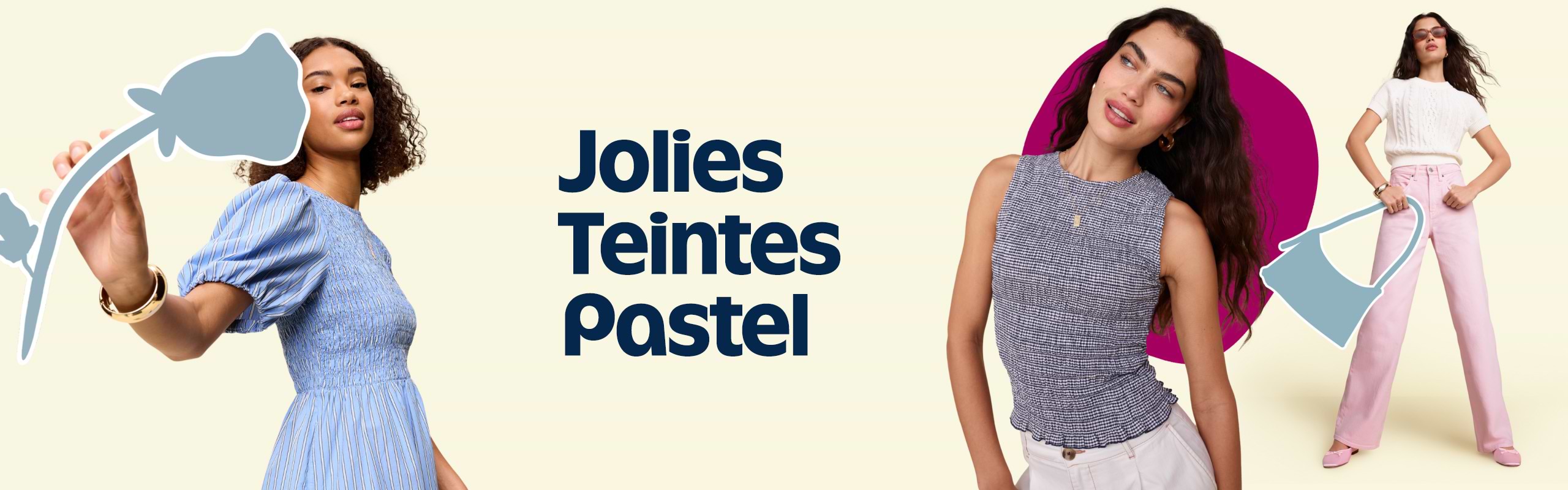Jolies teintes pastel. Des femmes qui portent des nouveautés printanières.