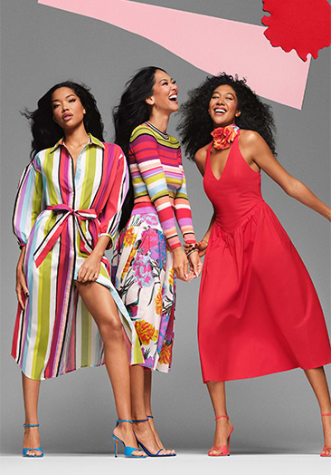Image of three female models wearing the Old Navy x Christopher John Rogers collection.