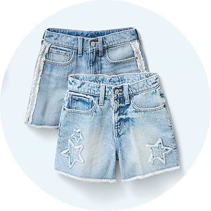 Image of light wash jean shorts