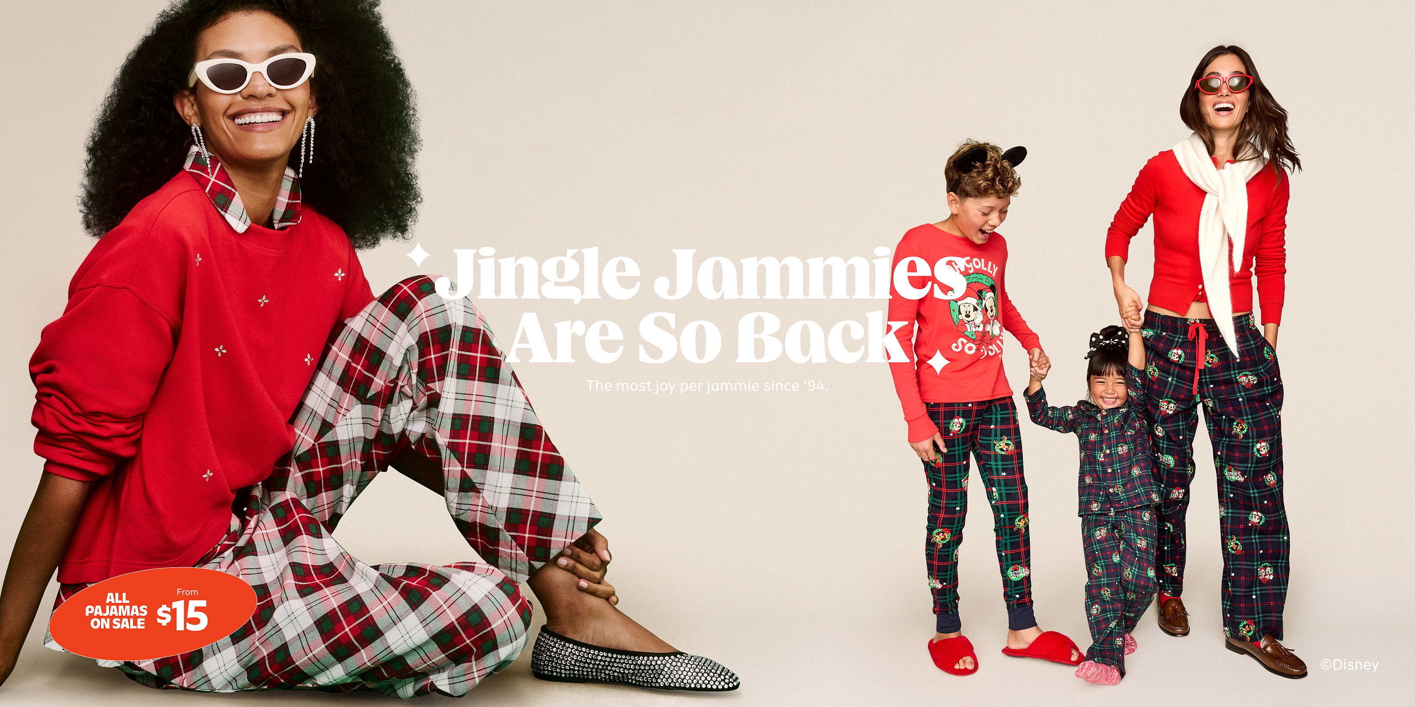 a woman and two children are wearing matching pajamas
