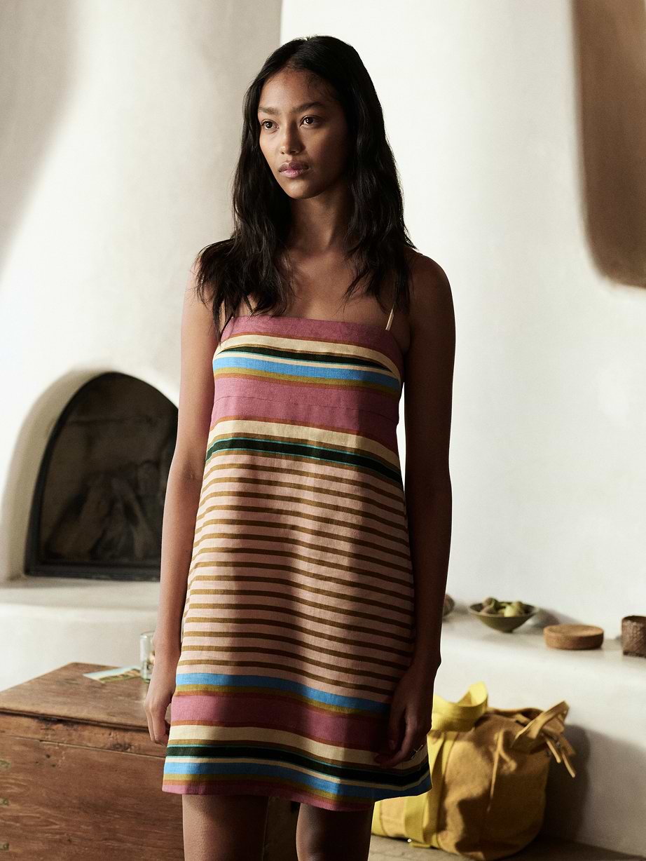 woman in striped dress