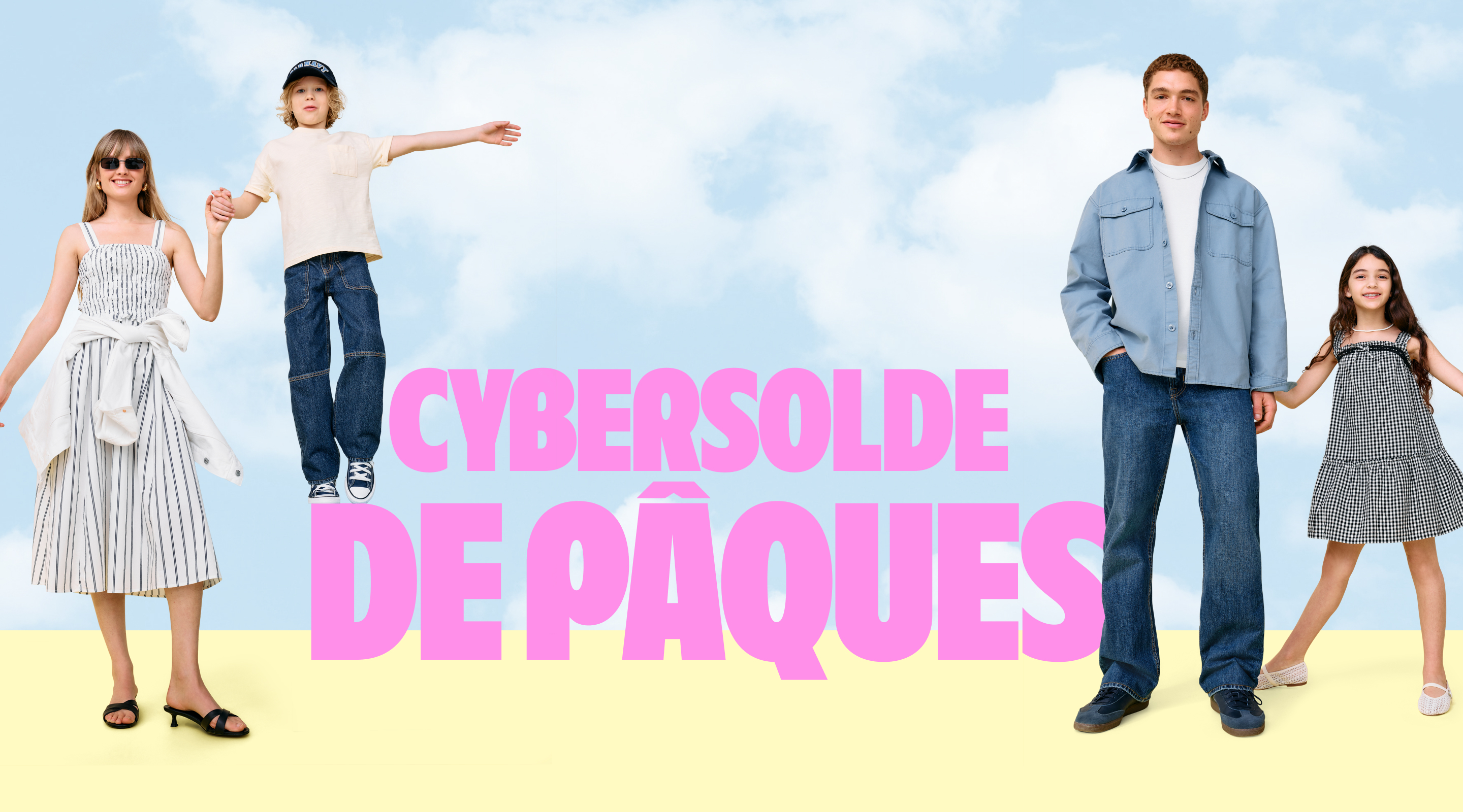 Cybersolde de Pâques. 50 % de rabais sur tout. Exclusivité en ligne. Pour un temps limité. Des exclusions s’appliquent. 