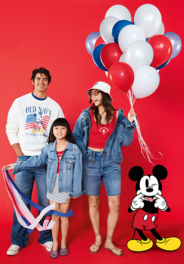Image of a group of models wearing the Old Navy x Disney collection.