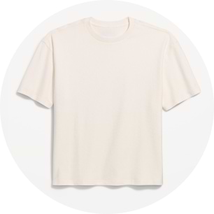 Plain off-white short-sleeve crewneck T-shirt laid flat on a white background.