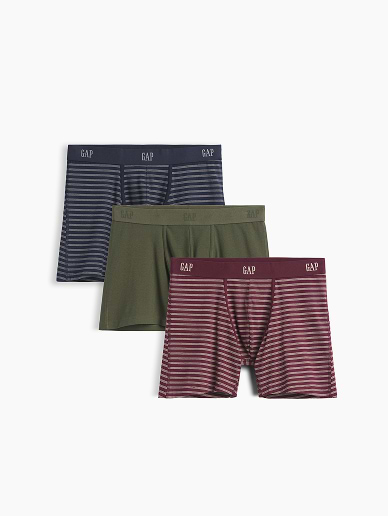 three pairs of underwear in different colors