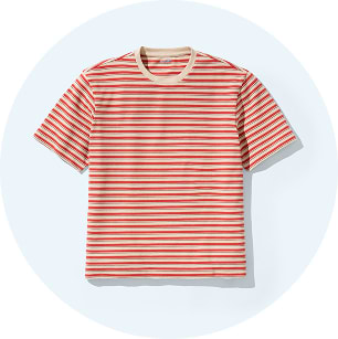 Image of an Old Navy red and white striped short-sleeve T-shirt.