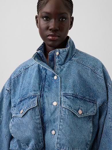 Stitched Denim Bomber alt