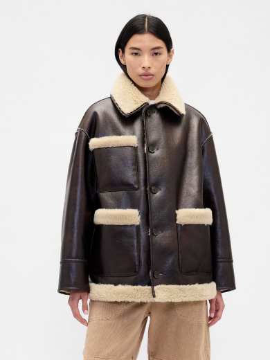 Reversible Vegan 
Leather Sherpa 
Jacket alt
