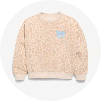 Girls cream textured crew-neck sweatshirt with blue embroidered detail.