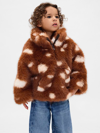 Baby & Toddler 
Spotted Vegan Fur 
Half-Zip Pullover  alt