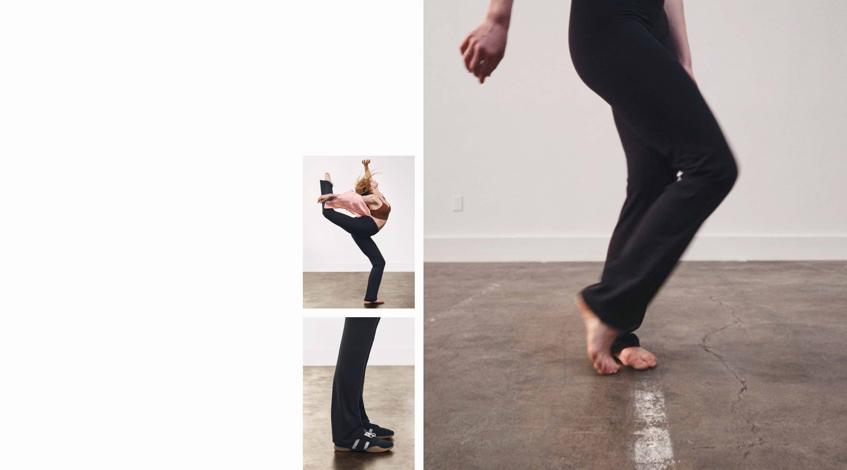 Gray wide‑leg sweatpants with elastic drawstring waistband, shown close‑up and worn.